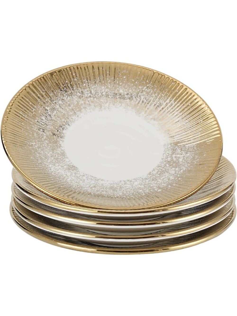 Elegant 9.7-Inch Round Platter Set of 4 | Gold Starburst Design | Food-Safe